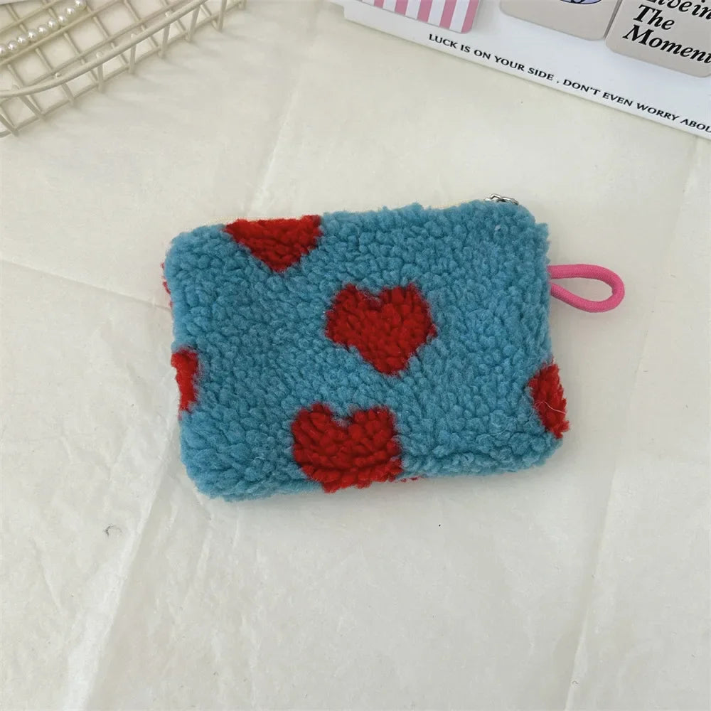 Red Green Floral Cute Women Wallet Mini Clutch Purse Coin Purse Cotton Bag Fresh Cute Card Bag Sanitary Napkins Bag Earphone Bag