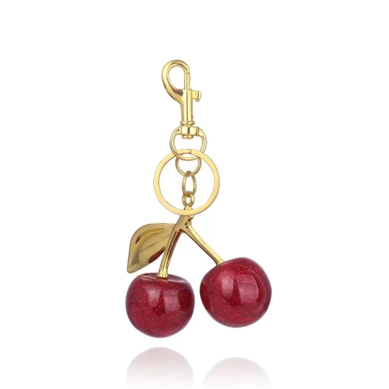 Cherry Charm Handbag Pendant Keychain for Women's Exquisite Internet-famous Crystal Cherry Bag Accessories High-Grade Pendant