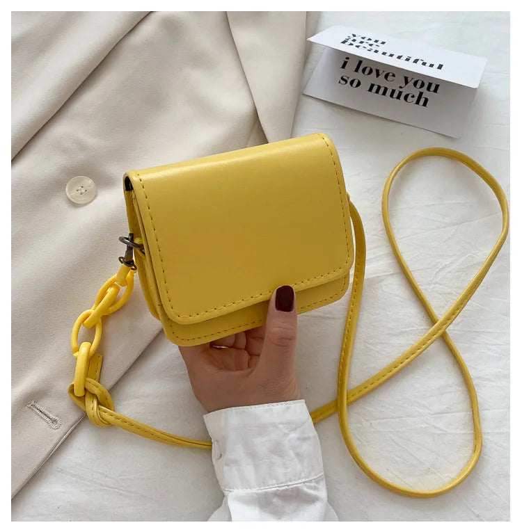 Solid Color Chain Shoulder Bag - Small Fashion Handbag