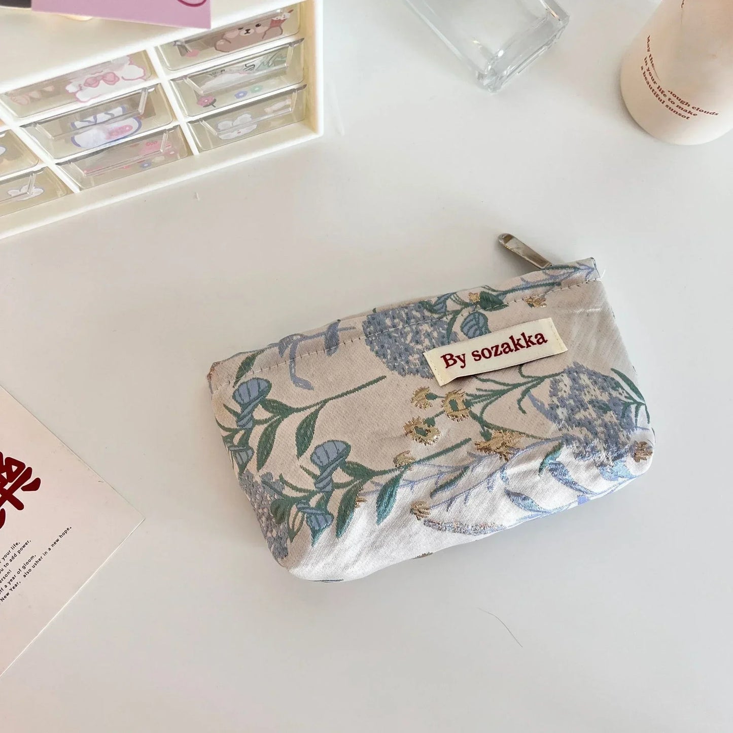 Women Floral Makeup Bags Korean Fashion Women Cosmetic Bag Make Up Organizer Pouch Pencil Case Makeup Brushes Storage Bag