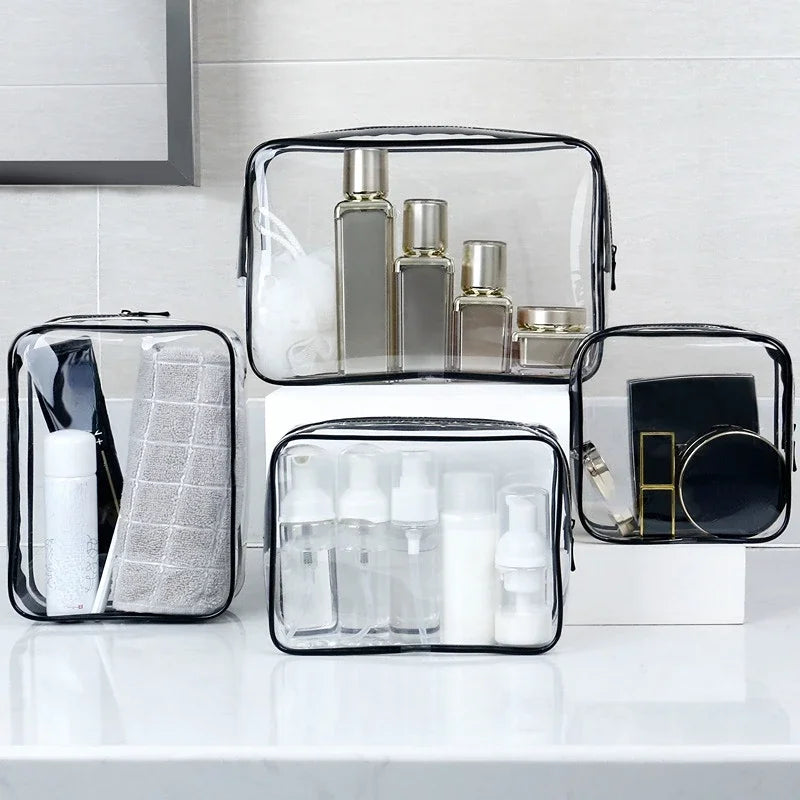 Transparent Cosmetic Bag PVC Waterproof Women Zipper Makeup Beauty Case Travel Make Up Organizer Storage Toiletry Wash Bags