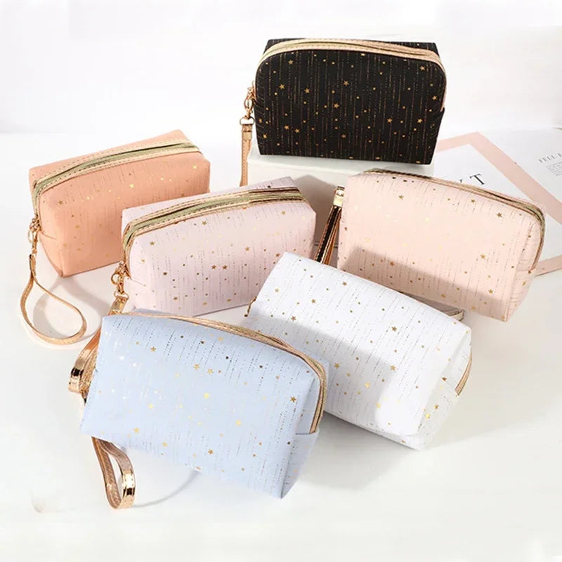 Fashion Portable Cosmetic Bag Clutch Bag PU Leather Travel Toiletry Storage Case Makeup Organizer Pouch Bags for Women