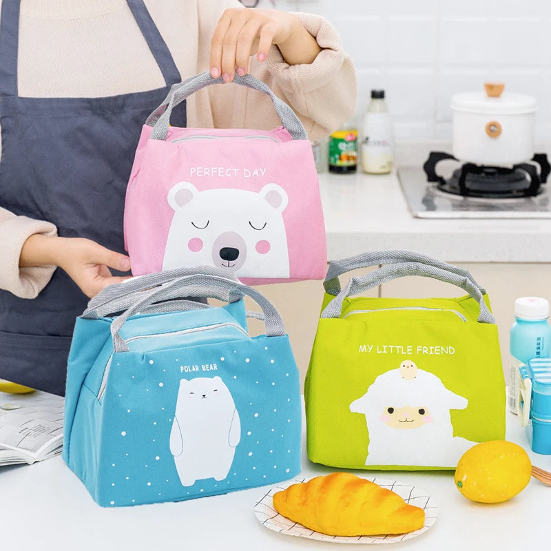 Cute Cartoon Lunch Box Girls for School Child Portable Waterproof Lunch Bags Women Aluminum Foil Thermal Picnic Food Cooler Bag