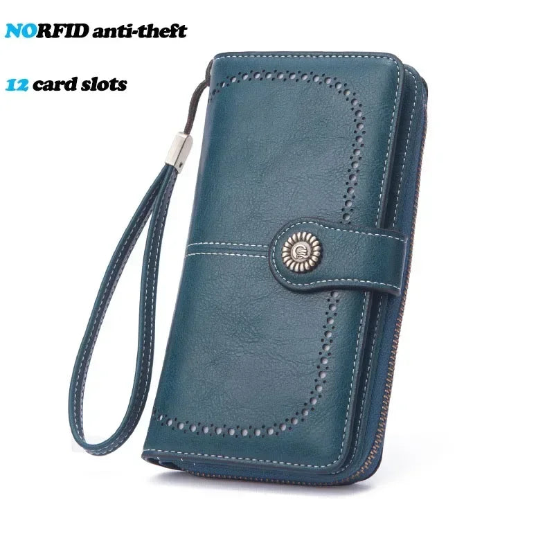 High Quality Women Wallet RFID Anti-theft Leather Wallets For Woman Long Zipper Large Ladies Clutch Bag Female Purse Card Holder