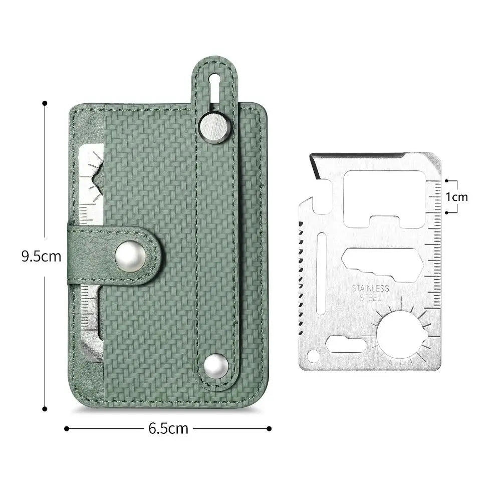 PU Leather Phone Card Bag Multifunctional Adhesive Back Sticker Phone Stand Holder Phone Protective Sleeve Bracket Wallet