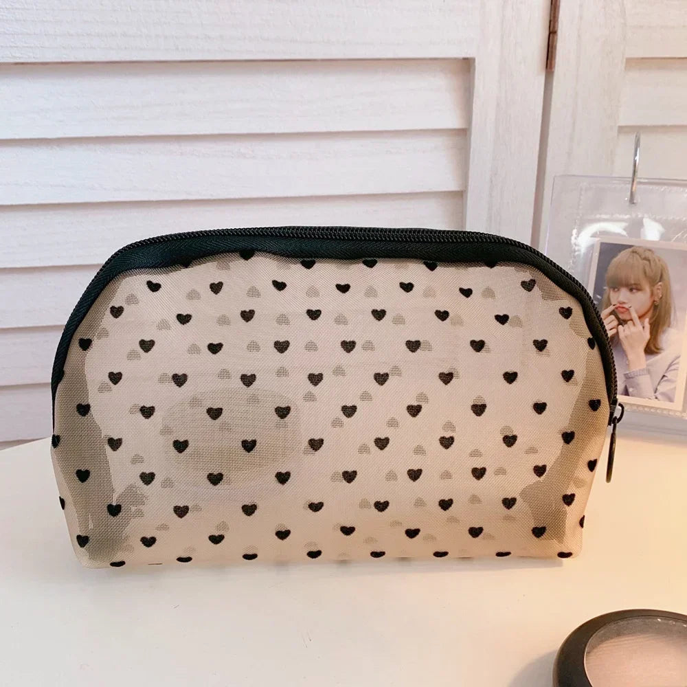 Women Mesh Cosmetic Bag Travel Storage Makeup Bag Organizer Female Make Up Pouch Portable Small Large Toiletry Beauty Case