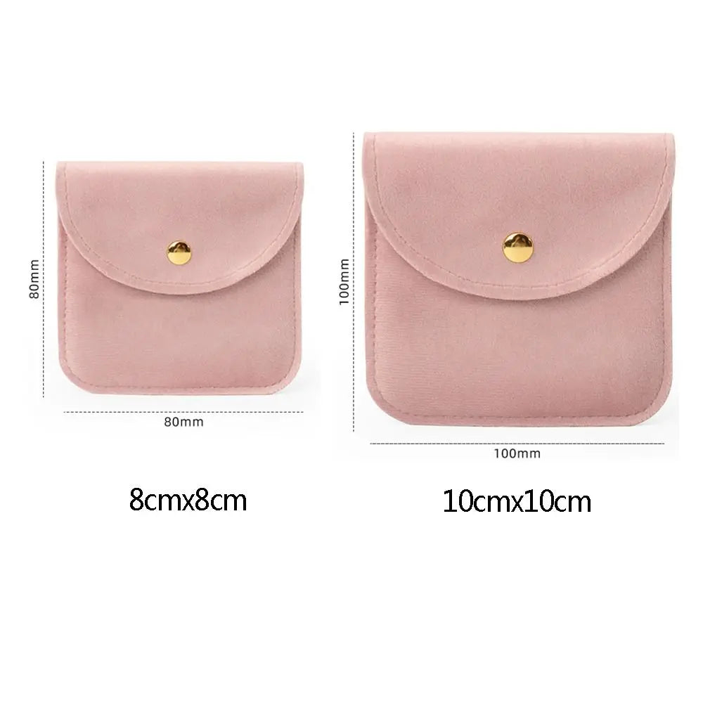 Portable Velvet Snap Button Packaging Pouch Gift Jewelry Bag Necklace Earrings Ring Storage Pouch Dust Protect Wrapping Bag