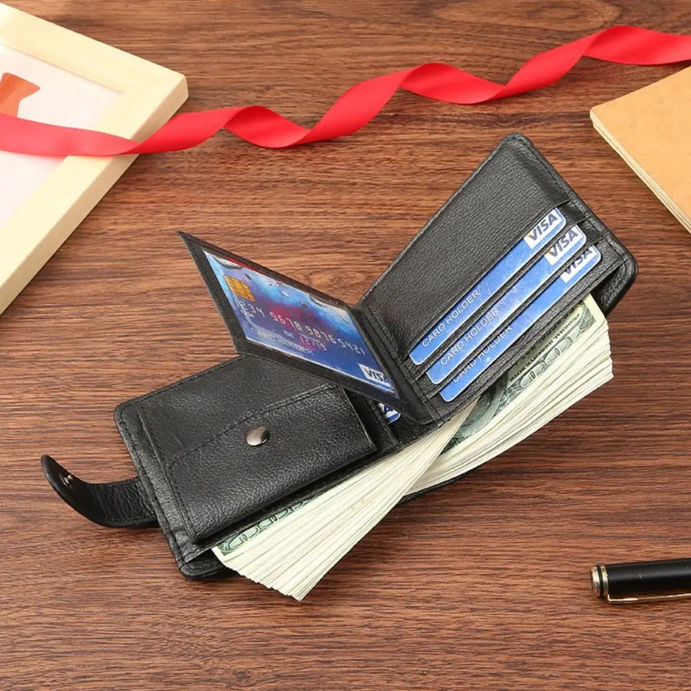 Durable Men Leather Zipper Purse Slim Card Holder Wallets High Quality Male Short Multi-card Wallet Coin Pocket Purse