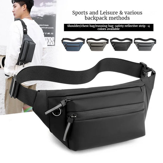 Men's Waterproof Belt Bag Chest Pack Waist Bag Outdoor Sports Fanny Pack Travel Shoulder Bag