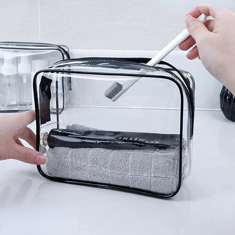 Transparent Cosmetic Bag PVC Waterproof Women Zipper Makeup Beauty Case Travel Make Up Organizer Storage Toiletry Wash Bags