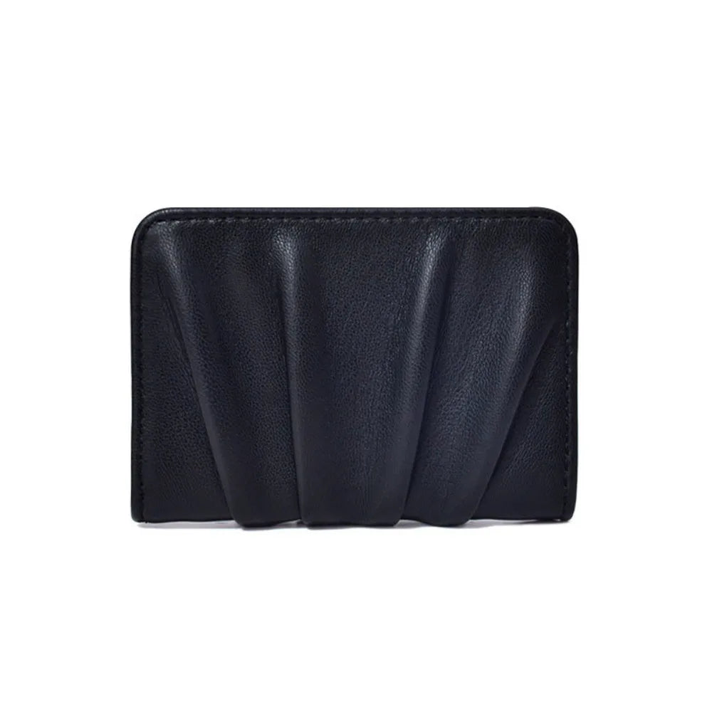 New Solid Color Women Wallets PU Leather Purses Card Holders Small Portable Coin Purse Large Capacity Wrinkled Money Bag