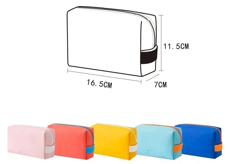 Women Travel Cosmetic Bag Waterproof Pu Cute Candy Colors Woman Makeup Bags Portable Toiletry Storage Bag Organizer Box