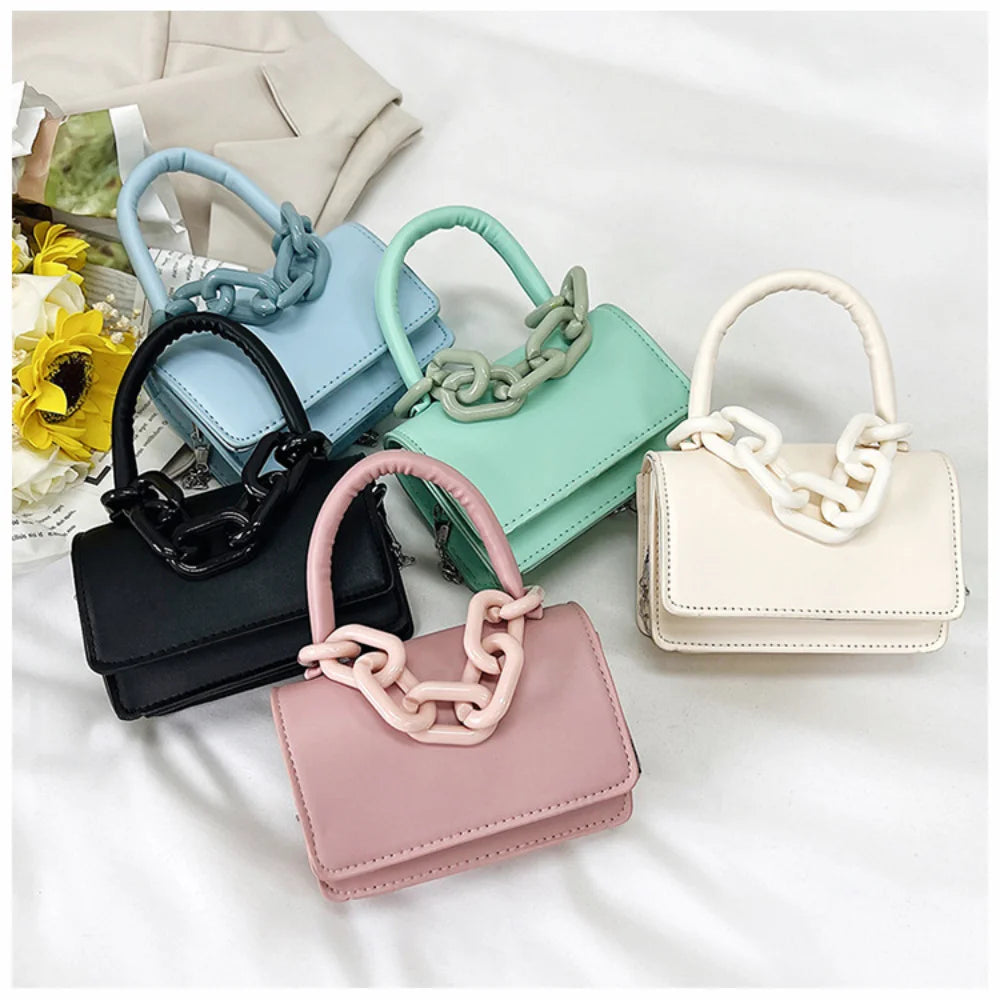 Trendy Women's Mini Crossbody Chain Bag - Flap Buckle Handbag Purse