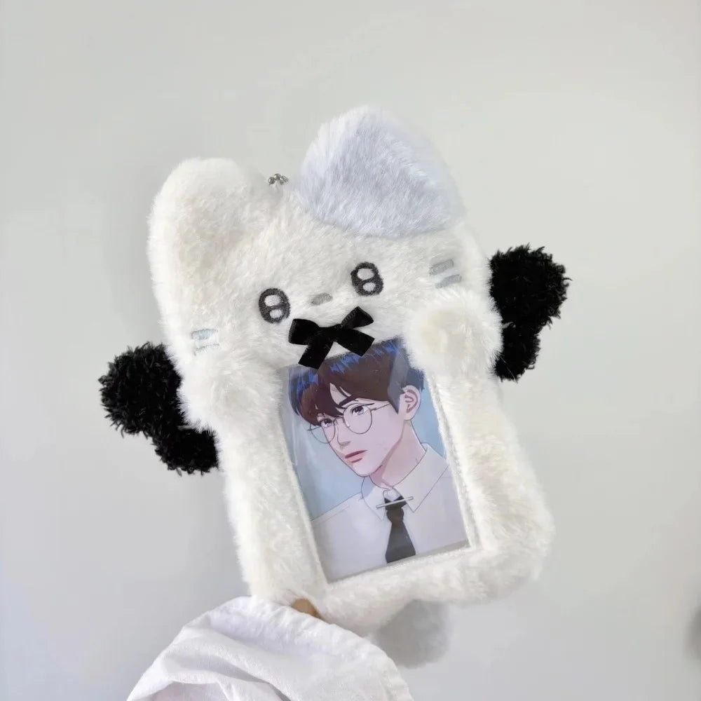 Cute Plush Photocard Case Cartoon Bag Keychain Star Shape Photo Card Holder Idol Photos Protective Cover Student Card Holder