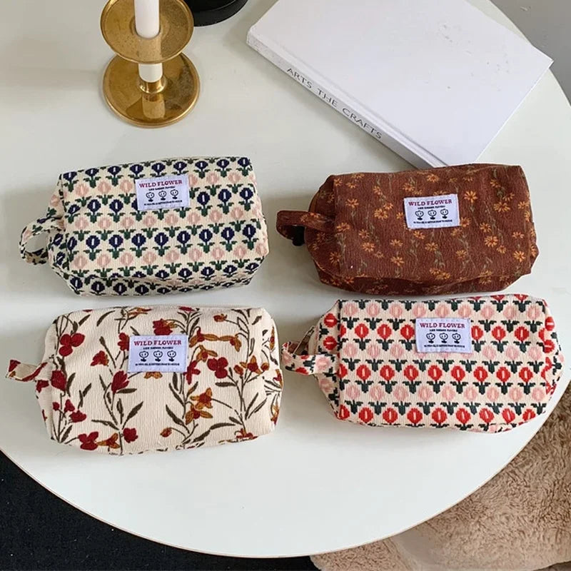 New Flower Pattern Women Makeup Bag Toiletries Cosmetic Organizer Zipper Bag Travel Wash Pouch Cosmetic Bag Make Up Storage Case