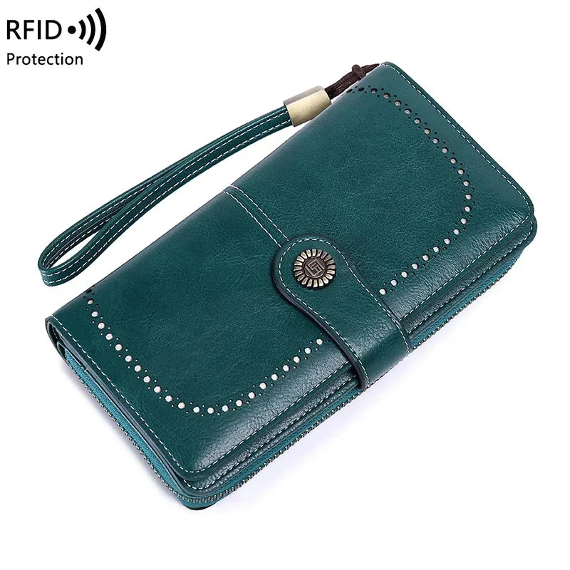 High Quality Women Wallet RFID Anti-theft Leather Wallets For Woman Long Zipper Large Ladies Clutch Bag Female Purse Card Holder