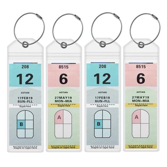 Cruise Luggage Tag Holders for Royal Caribbean & Celebrity - Zip Seal, Steel Loops, Thick PVC, 4 Pack