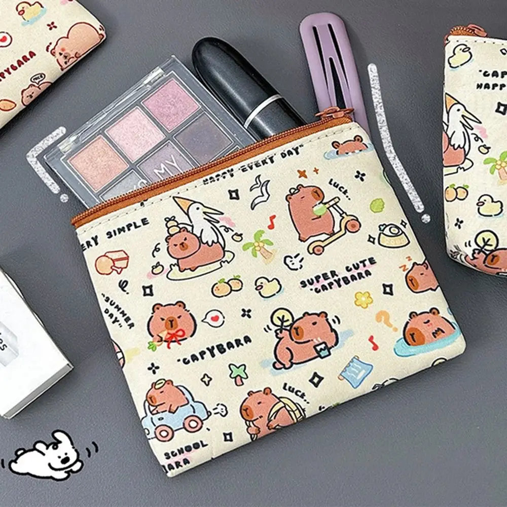 New Cute Cartoon Pattern Capybara Coin Purse Mini Portable Storage Bag Waterproof Wallet Portable Key Money Bag