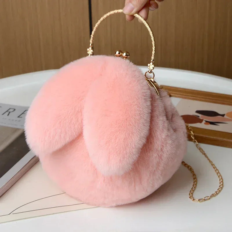 Plush Rabbit Ear Crossbody Bag for Women and Girls