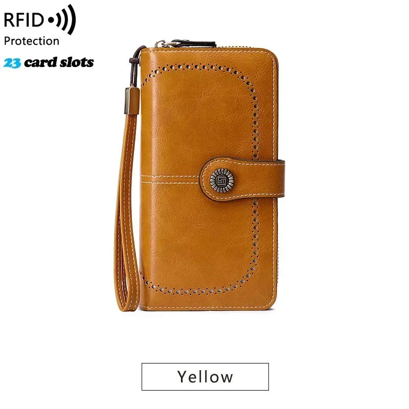 High Quality Women Wallet RFID Anti-theft Leather Wallets For Woman Long Zipper Large Ladies Clutch Bag Female Purse Card Holder