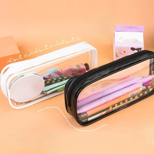 Transparent Women's Cosmetic Bag Waterproof Zipper Makeup Bag Travel Accessories Girl Boy Student Makeup Brush Pencil Case Pouch