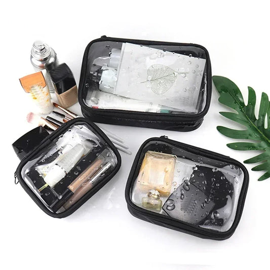 PVC Transparent Cosmetic Bag Zipper Clear Makeup Bags for Women Washing Solid Travel Organizer Toiletry Bag