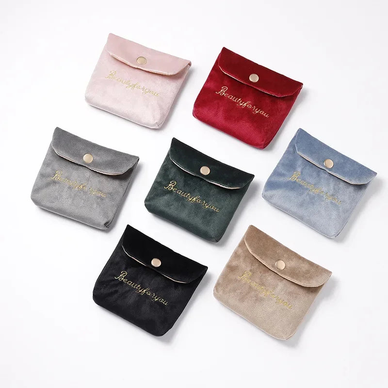 Women Girl Velvet Cute Small Cosmetic Bag Travel Napkin Sanitary Pad Lipstick Organizer Bag Purse Pouch Makeup Bags Case Pouch