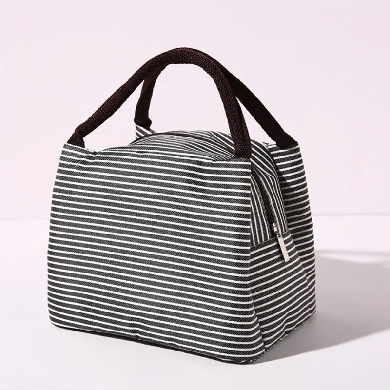 Hot Sale Stripe Women's Kids Lunch Bag Waterproof Insulated Picnic Food Storage Container Thermal Handbag Cooler Bag