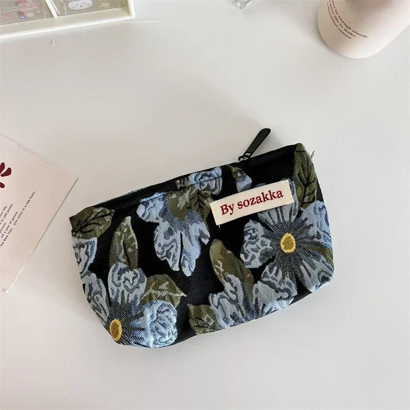 Women Floral Makeup Bags Korean Fashion Women Cosmetic Bag Make Up Organizer Pouch Pencil Case Makeup Brushes Storage Bag