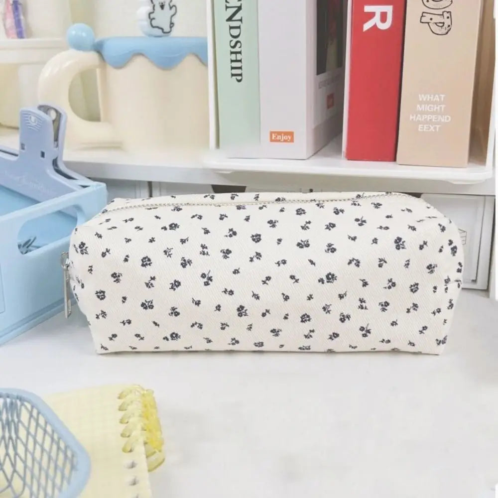 Small Fresh Floral Pen Bag Large Capacity Pencil Case Multifunctional Stationery Storage Bag Student School Organizer Supplies