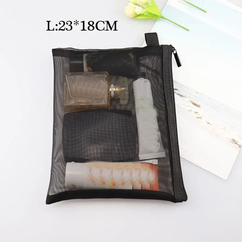 1PC Black Women Men Necessary Cosmetic Bag Transparent Travel Organizer Fashion Small Large Black Toiletry Bags Makeup Pouch