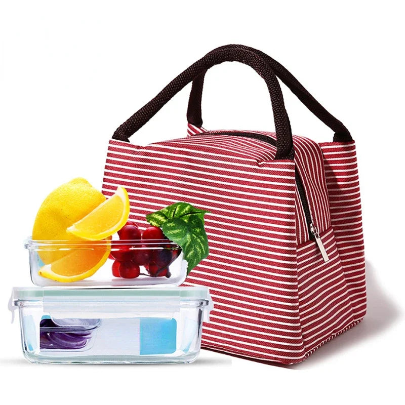 Hot Sale Stripe Women's Kids Lunch Bag Waterproof Insulated Picnic Food Storage Container Thermal Handbag Cooler Bag