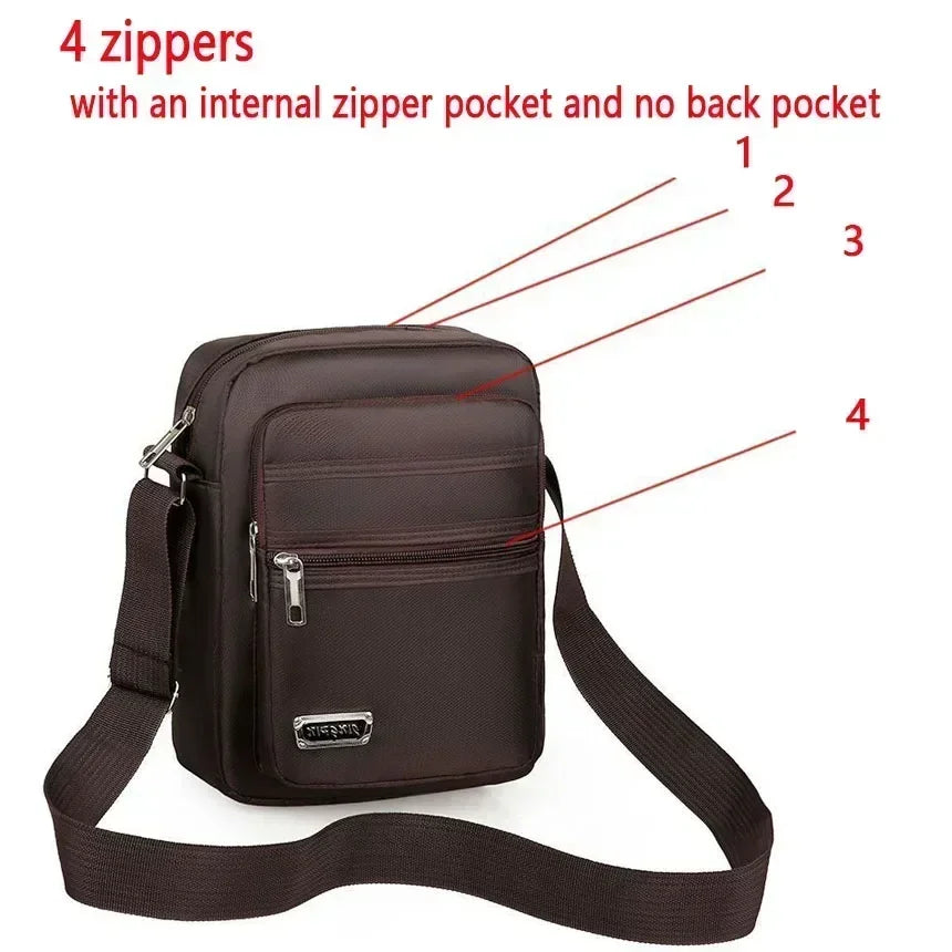 Men Nylon Shoulder Bag Messenger Bag Casual Waterproof Nylon Zipper Pocket Handbag Fashion Tote Travel Male Crossbody Bags