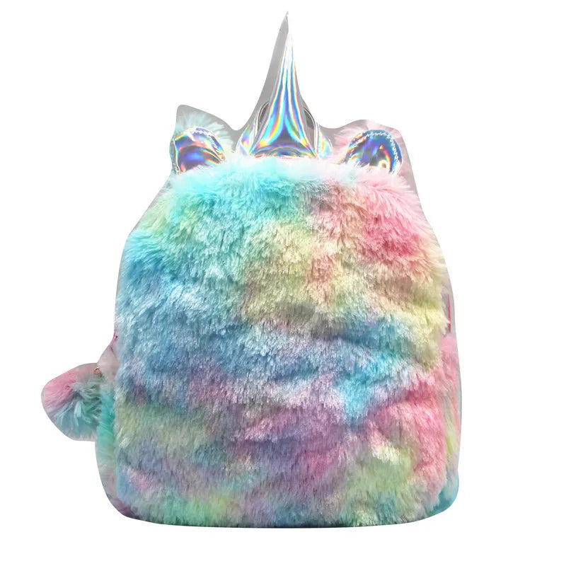 Unicorn Plush Backpack Girls Colorful School Bag Cute Cartoon Knapsack Kids Fashion Handbag