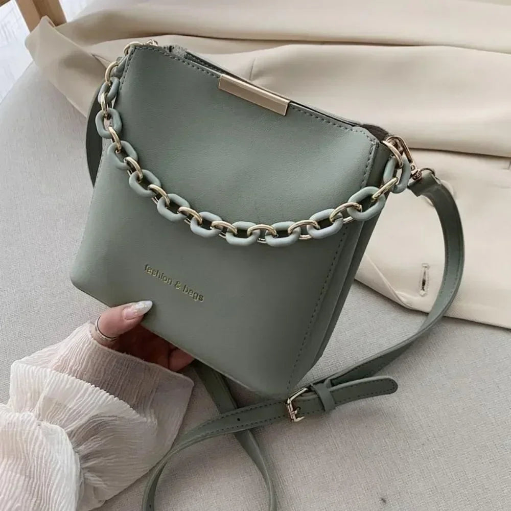 Women's Leather Fashion Senior Small Fresh Chain Bucket Bag Shoulder Crossbody Handbag Tote Bags for Women Bolsos Para Mujer