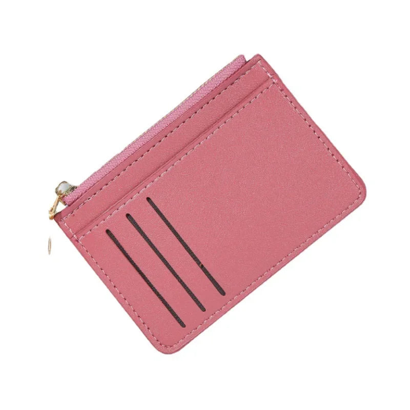 1PC Ultra-Thin Women Men Credit ID Card Holder PU Leather Zipper Fashion Small Wallet Money Bag Case Coin Purse Clip Organizer