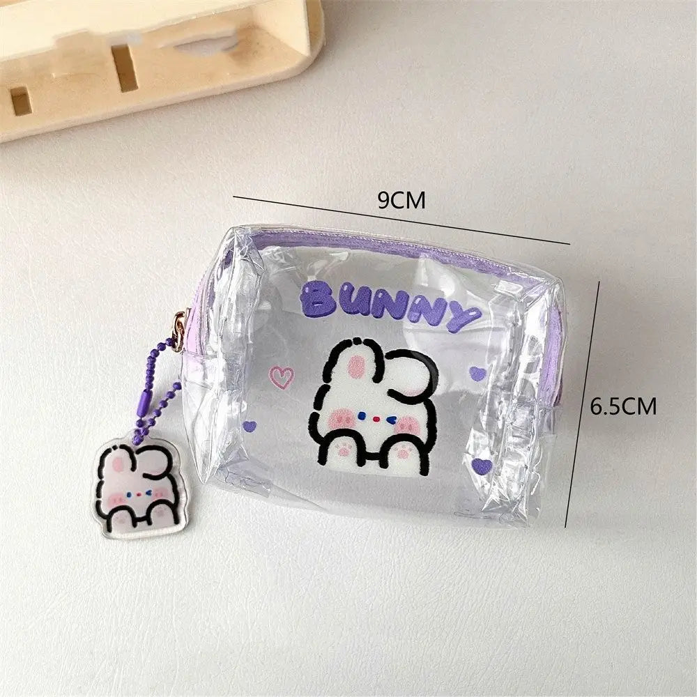 1PC Zipper PVC Transparent Coin Purse Mini Zipper Pouch Storage Bag Lovely Cartoon Jelly Wallet Cosmetic Bag Coin Purse