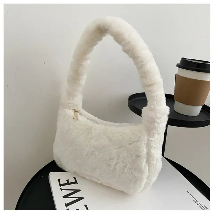 Luxury Plush Shoulder Bag - Soft Winter Clutch Handbag for Women