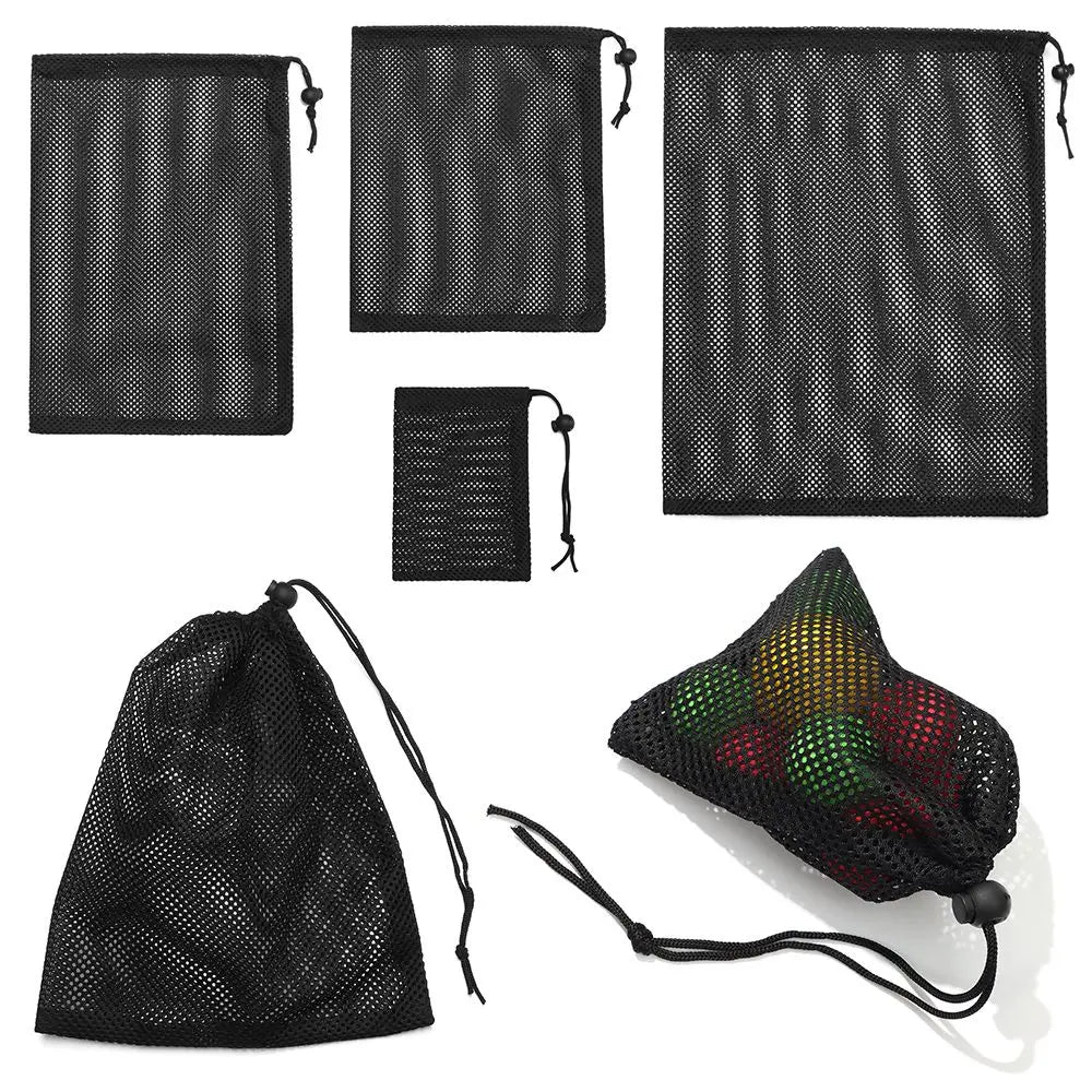 1PC Durable Nylon Mesh Drawstring Storage Pouch Bag Multi Purpose Home Travel Outdoor Activity Pouch Laundry Bag Stuff Sack