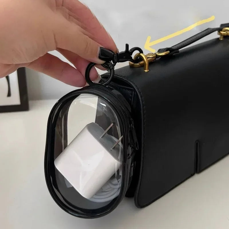 New Round Black White PVC Transparent Cosmetic Bags Jewelry Organizer Portable Data Cable Earphone Coin Lipstick Storage Pouches