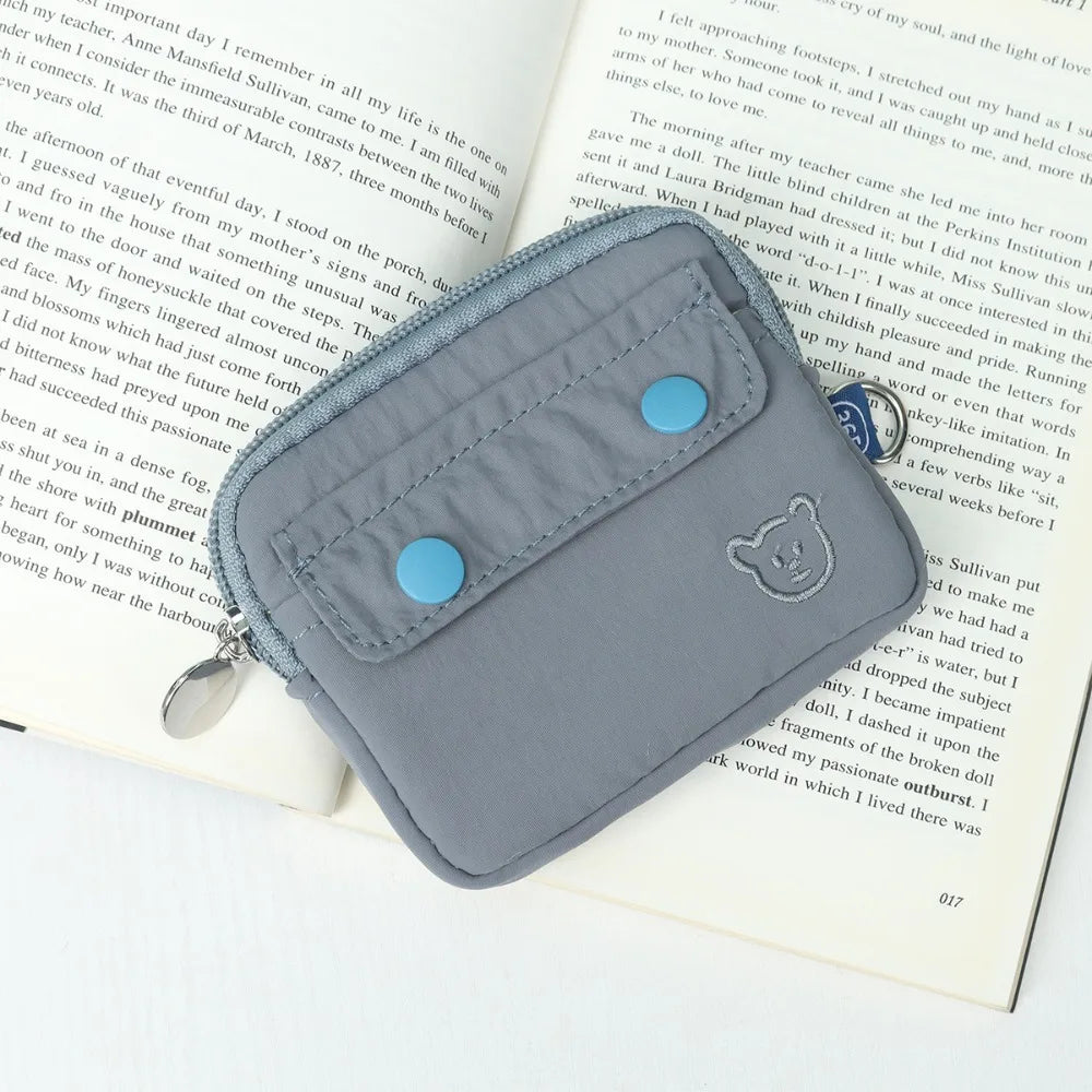 Fashion Solid Color Coin Purse Zipper Large Capacity Small Wallet Wear-resistant Storage Bag Male Card Holoder Money Bag