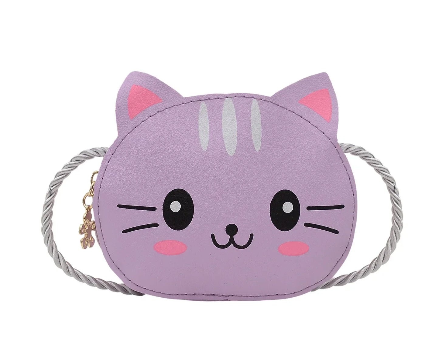 Cute Cat PU Leather Crossbody Bag for Kids - Mini Animal Coin Purse Handbag