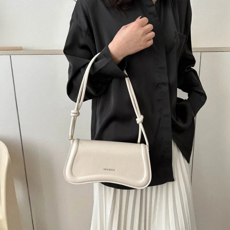 Ladies Shoulder Crossbody Bags PU Leather Women Underarm Bags Solid Color Small Top-handle Bags Purse Female Daily Handbags