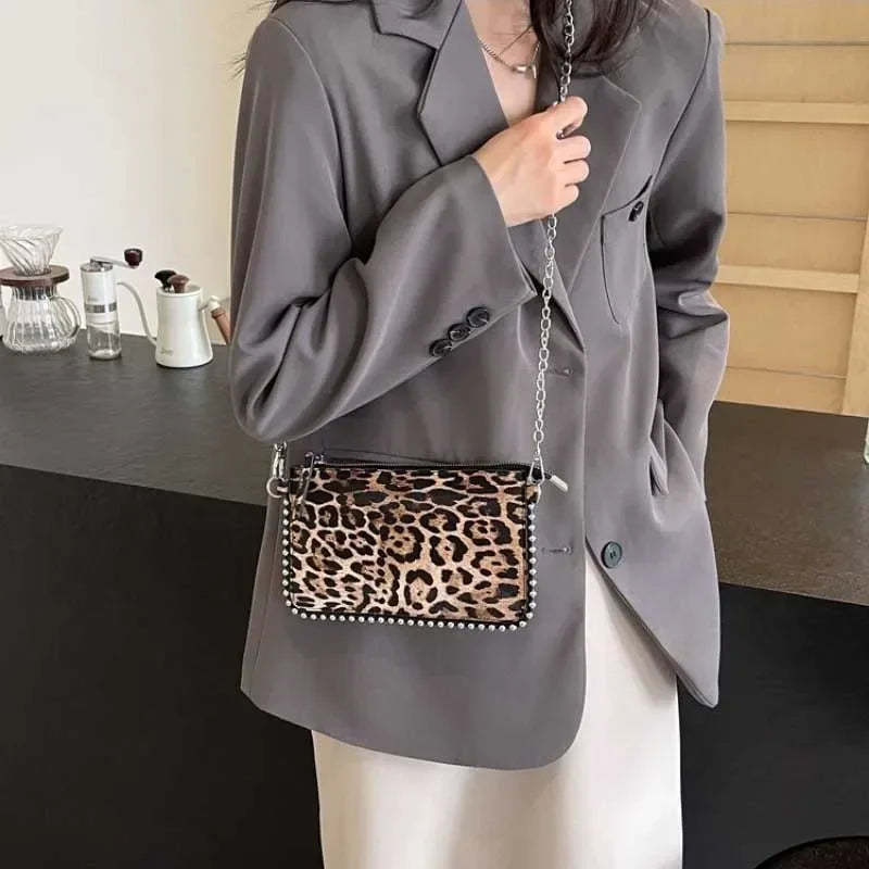 New Leopard Crossbody Bags For Women Fashion Chain Mobile Phone Purse Travel Vacation Shoulder Messenger Bag Sac A Main Female