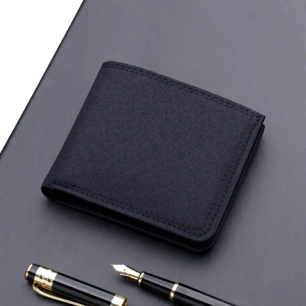 Simple Canvas Men Short Wallet Zipper Multi Card Mini Coin Purse Slim Folding Card Holder