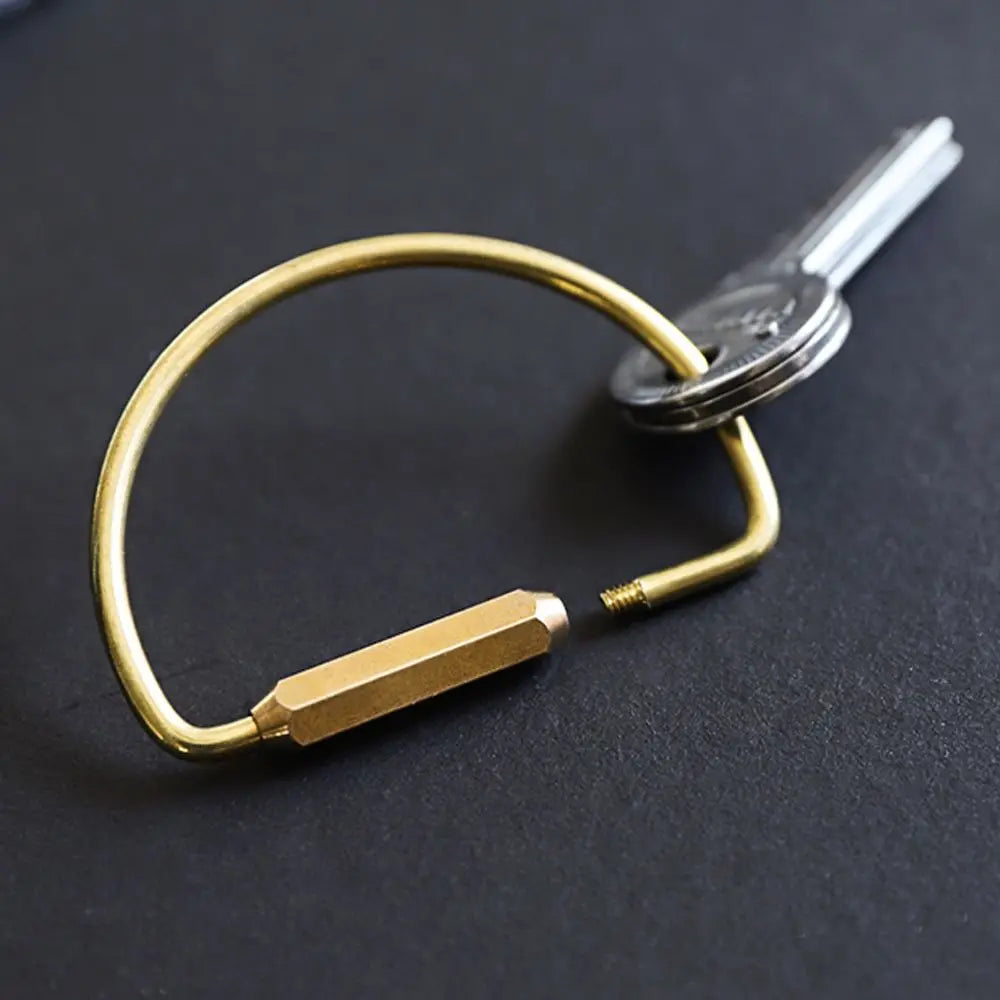 Portable Brass Keychain Creative Unique Key Ring Pendant Whistle Ruler Buckles DIY Craft Tools Jewelry Accessories