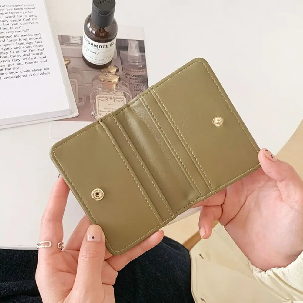 New Solid Color Women Wallets PU Leather Purses Card Holders Small Portable Coin Purse Large Capacity Wrinkled Money Bag