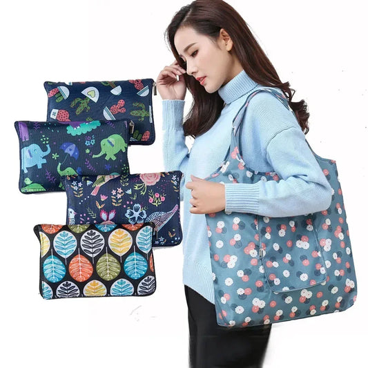 Waterproof Foldable Eco-Friendly Reusable Shopping Tote Bag with Zipper