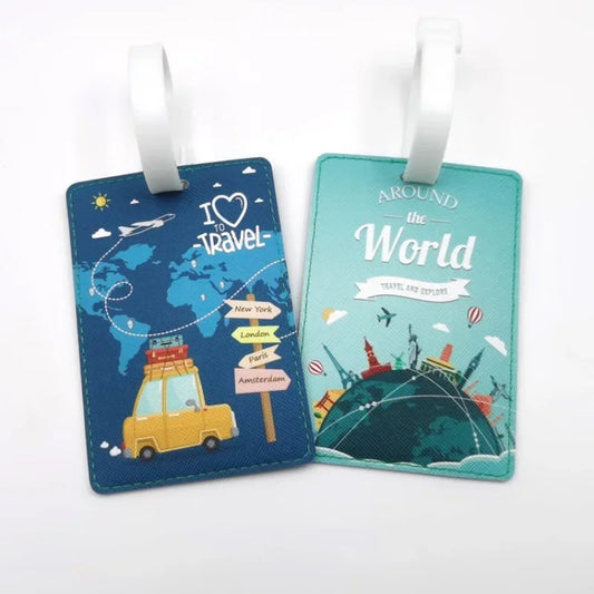 Creative World Map High Quality Travel Accessories Luggage Tag PU Suitcase ID Addres Holder Baggage Boarding Tag Portable Label