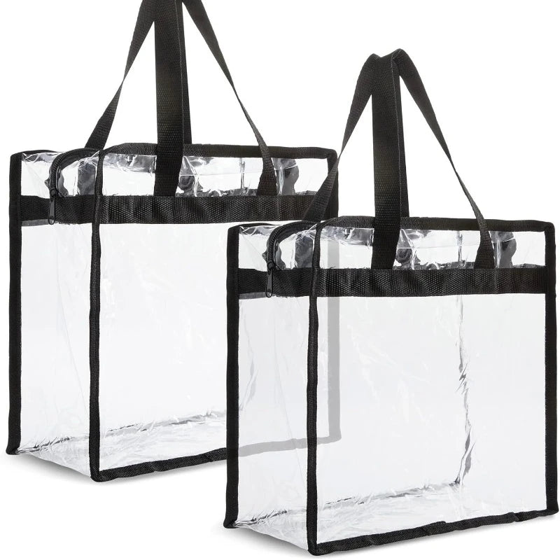 Large Clear Tote Bags 12x6x12 with Zippers and Handles